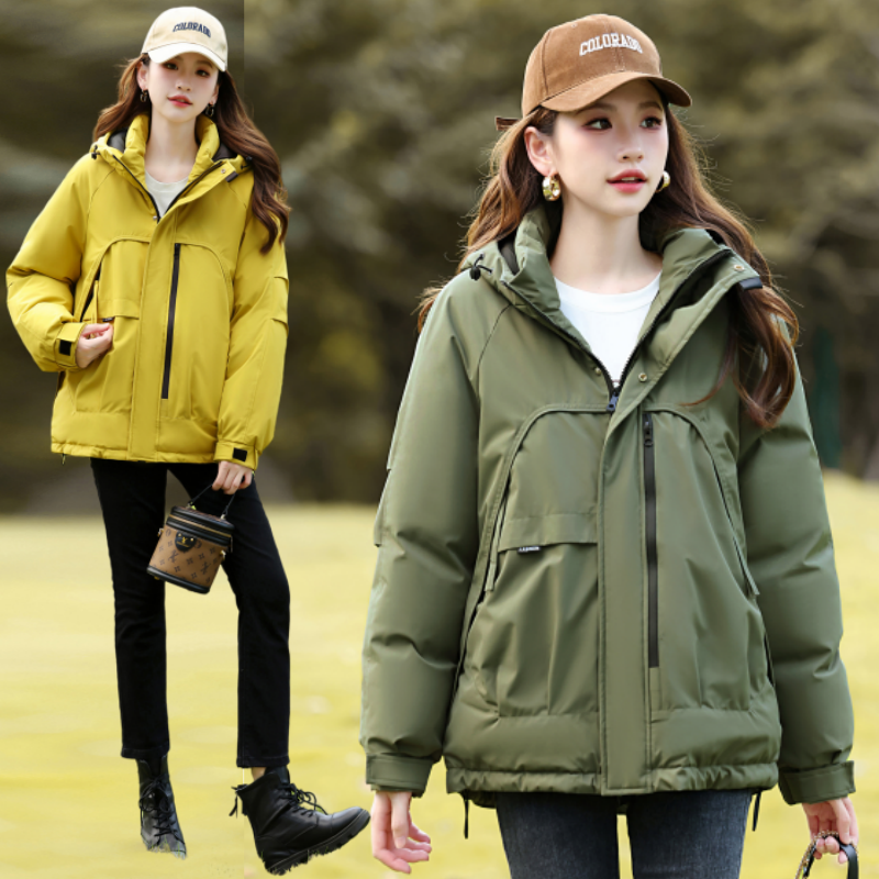 冲锋衣女款2025秋冬新款美式宽松时尚派克服工装羽绒棉服加厚外套