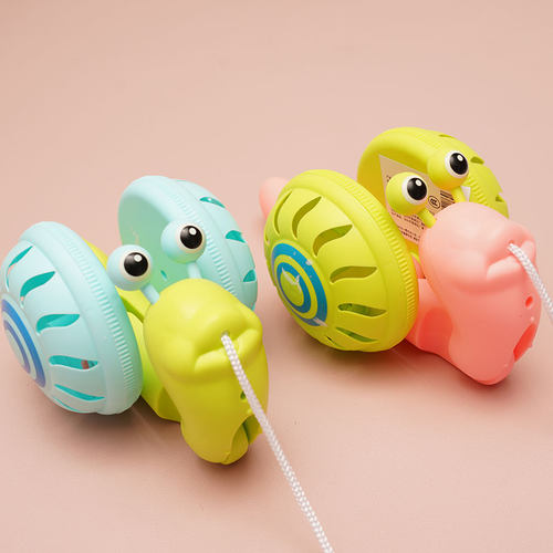 网红儿童牵绳蜗牛玩具拉线牵引蜗牛铃铛宝宝爬行学步摆摊超市批发