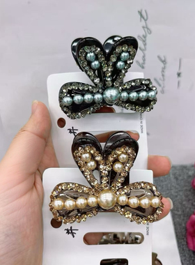 布艺蝴蝶结流行中号抓夹珍珠水钻