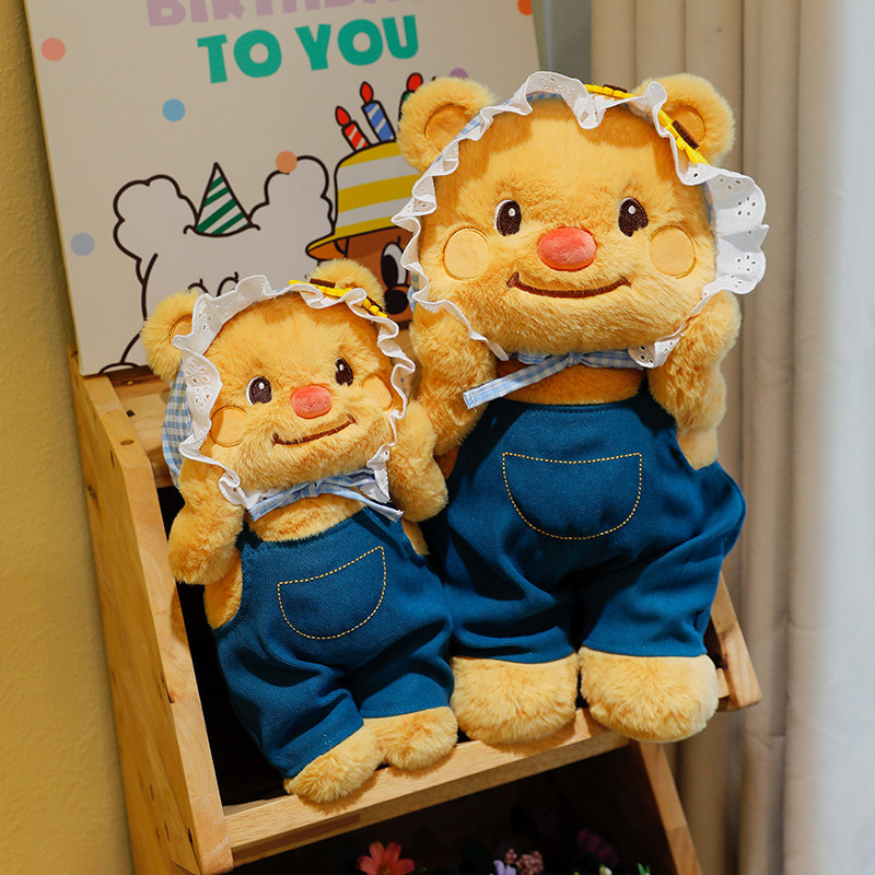 可爱牛仔黄油小熊公仔毛绒玩具呆萌玩偶睡觉抱枕布娃娃送女生礼物