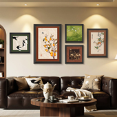 中古风客厅装 饰画沙发背景墙挂画壁画法式 复古高级感小众艺术组合