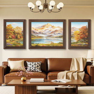 中古风客厅装饰画沙发背景墙挂画壁画现代简约高级感风景油画大气