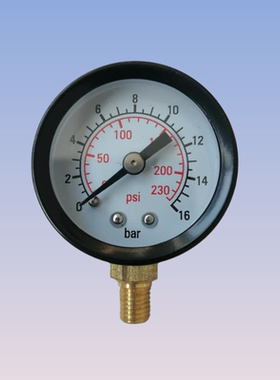 M8*1径向16kg230psi气压表润滑泵16bar压力表地暖打压压力表液压