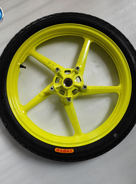 适用雅马哈飞致JYM150-5 YS150前轮毂总成轮胎钢圈碟刹 荧光绿色