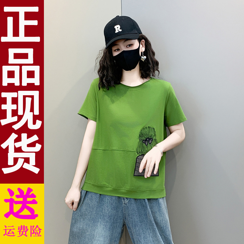 正版中老年高档短袖女2025夏季新款遮肚子上衣宽松妈妈装T恤