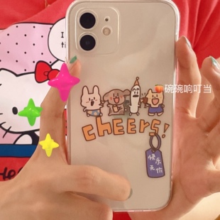 碗碗响叮当原创快乐可爱透明手机软壳适用于华为苹果13新年礼物