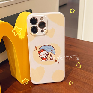 碗碗响叮当撑伞kitty全包防摔原创透明可爱卡通磨砂搞怪不撞壳手机凯蒂猫kt软壳适用于苹果17华为小米14