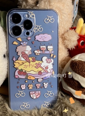 碗碗响叮当^原创蛋包饭透明情侣米白色黑色可爱手机壳适用于华为苹果17华为小米