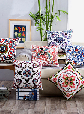 特价清仓纯棉刺绣或者棉麻印花抱枕套样板房客厅沙发抱枕靠垫套