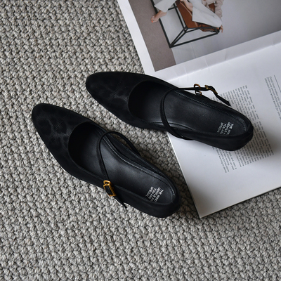 皮厚先生 法式豹纹小圆头浅口猫跟玛丽珍单鞋女舒适里外全皮女鞋