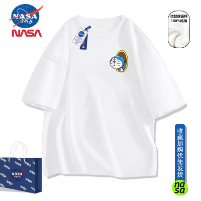 NASA哆啦A梦重磅短袖t恤男女情侣