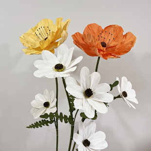 大型手工纸艺花小雏菊白色花美陈橱窗装饰道具场景布置立体仿真花