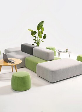 创意办公室会客沙发简约现代酒店休息区前台接待休闲沙发茶几组合