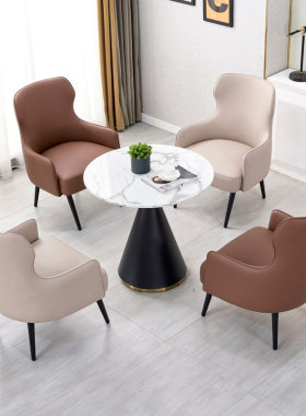 洽谈桌椅组合轻奢现代办公室休息区阳台休闲接待会客大理石小圆桌