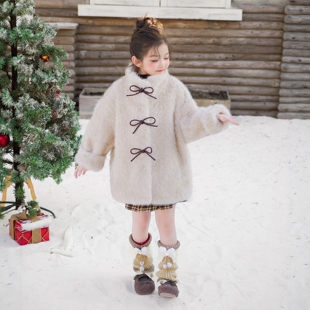 女童冬装保暖皮毛一体儿童超好看棉服小女孩洋气宝宝加厚毛毛外套