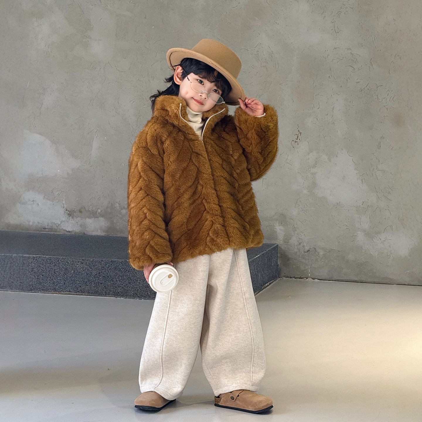 儿童冬季加厚夹棉毛绒棉服