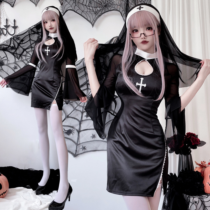 万圣节成人cosplay服装吸血鬼修女服十字架暗黑哥特风cos
