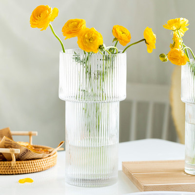 透明水养客厅矮款摆件玻璃花瓶