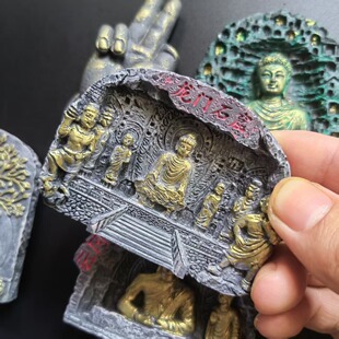 山西云冈石窟洛阳龙门佛手佛莲文创树脂冰箱贴装饰留言磁国潮风