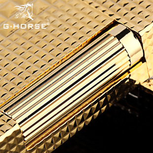 神骏ghorse正版黄铜复古朗声打火机男士充气防风清脆砂轮创意礼品