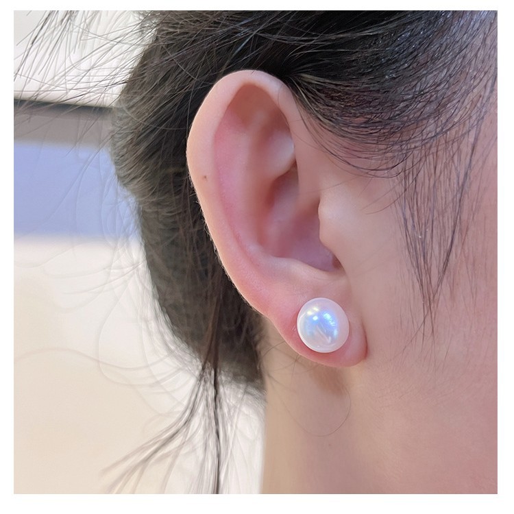 巴洛克小石头无核天然淡水珍珠耳钉S925银针通勤百搭经典耳饰