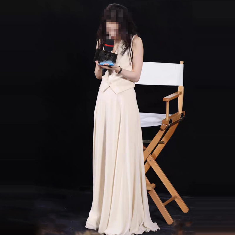 法式轻熟通勤风马甲长裙两件套女