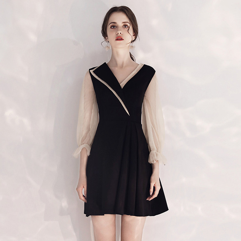 赫本风黑色小礼服女宴会气质名媛连衣裙平时可穿高端轻奢中长裙子