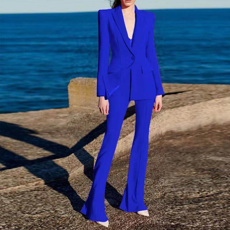 气质西服外套小众设计高级感时尚炸街轻奢御姐风职业喇叭裤套装女