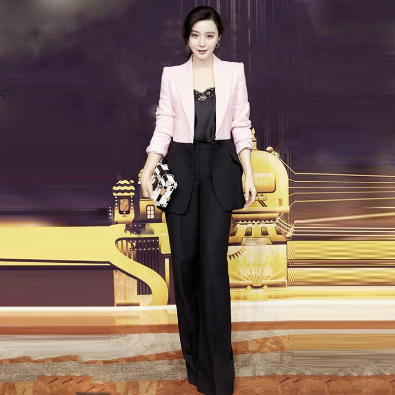 撞色拼接气质修身显瘦减龄西装女