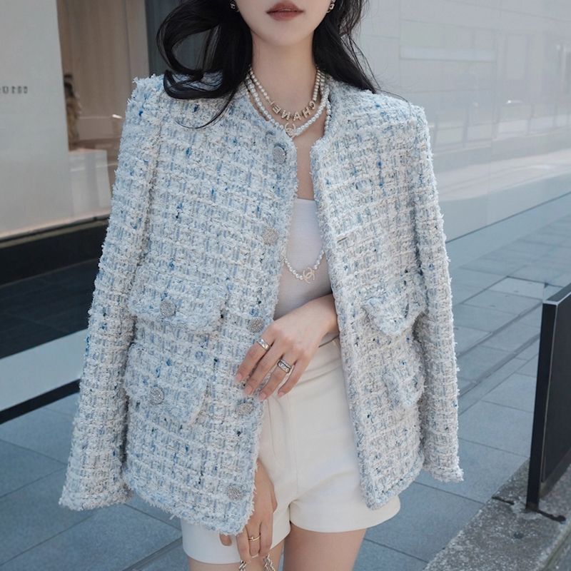 轻奢风粗花呢圆领短外套百搭上衣
