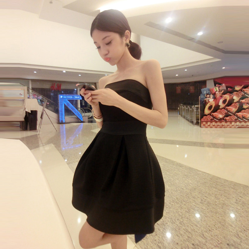 夜店性感高腰蓬蓬裙生日晚宴聚会年会礼服抹胸吊带修身显瘦连衣裙