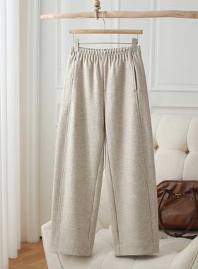 南油高货25年秋冬新款绵羊毛香蕉窄版阔腿九分裤软糯休闲保暖裤