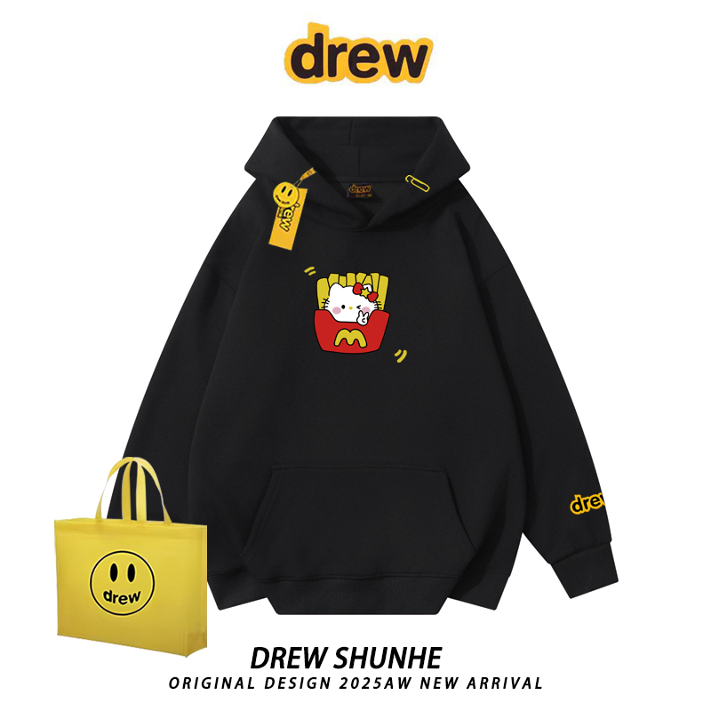 drew美式卡通麦当劳薯条连帽卫衣