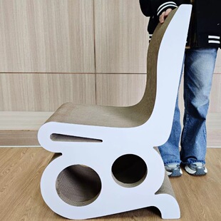 益蔻icle凳子猫抓板椅子磨爪板模切啤猫抓进口BB加强耐用加高复古