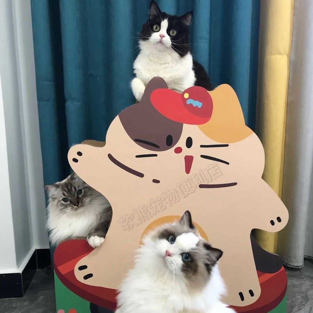 得酷DEKU多巴胺可爱猫咪滑板一体猫抓板瓦楞纸耐用耐磨双层玩具