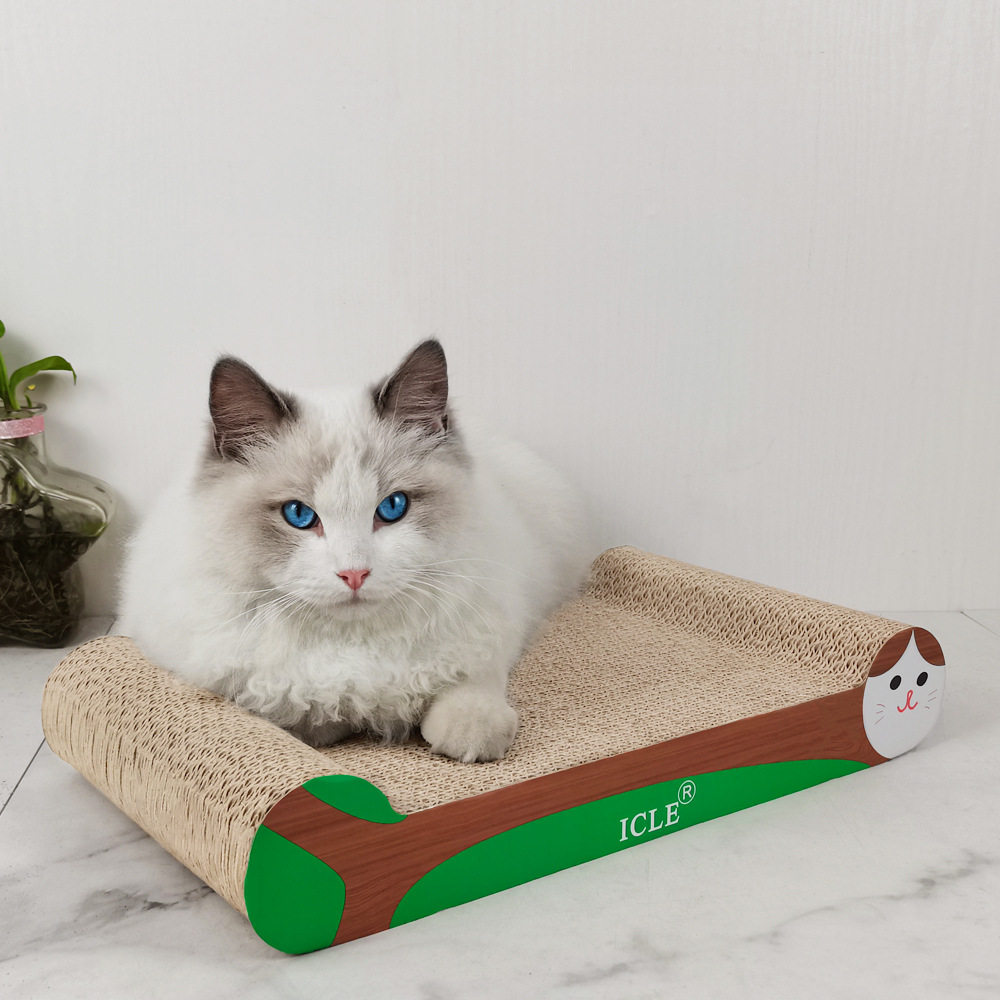 益蔻icle猫抓板420绿色喵骨头瓦楞纸猫抓板耐用猫沙发猫窝一体猫