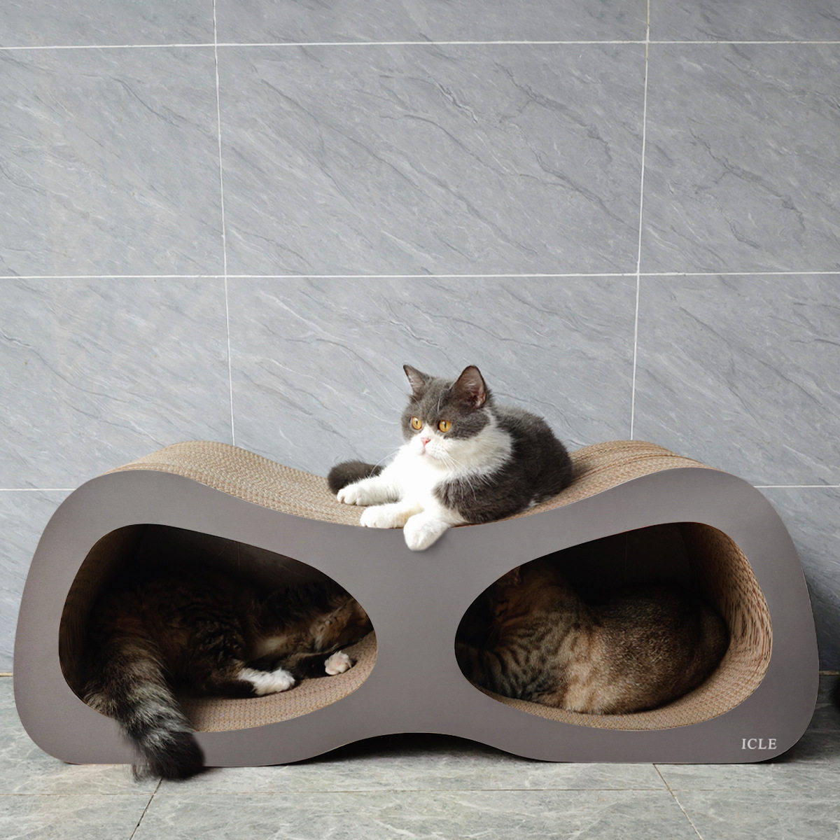 益蔻icle可爱猫抓高端BB加强芯可站人多猫肥猫瓦楞纸磨爪板眼镜灰