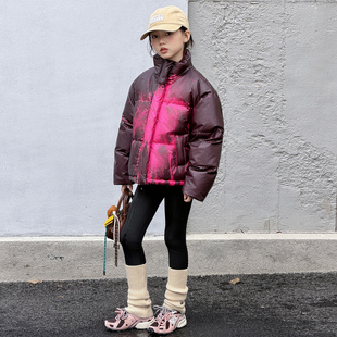 女童羽绒服冬2026新款中大童90白鸭绒外套韩版温变立领面包服加厚