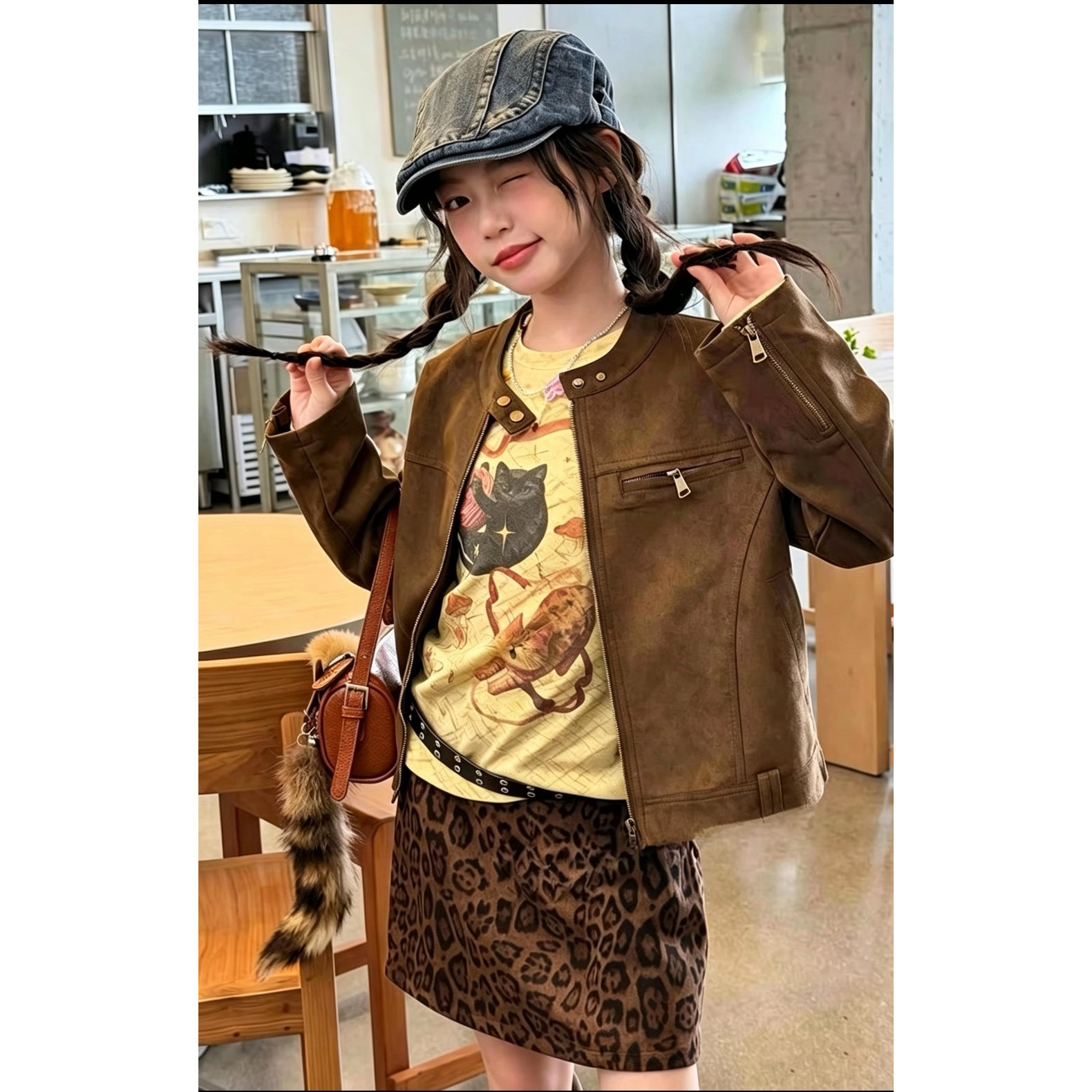 韩系女童时髦外套新款2026秋装儿童超洋气机车皮衣女孩上衣夹克潮