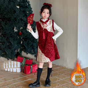 女童国风冬季汉服2026新款拜年服儿童新中式裙子女孩大童过年战袍