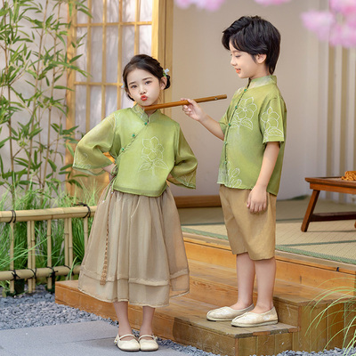 男童汉服夏季女童旗袍民国风唐装