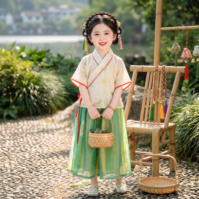 女童汉服新中式夏季薄款儿童国风宋制日常改良古风交领右衽新款