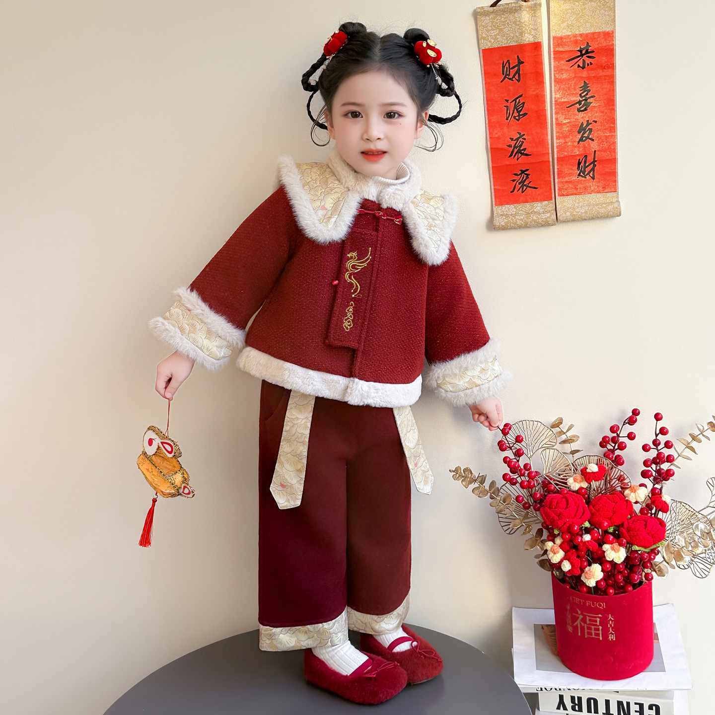 女童拜年服套装冬季2026新款