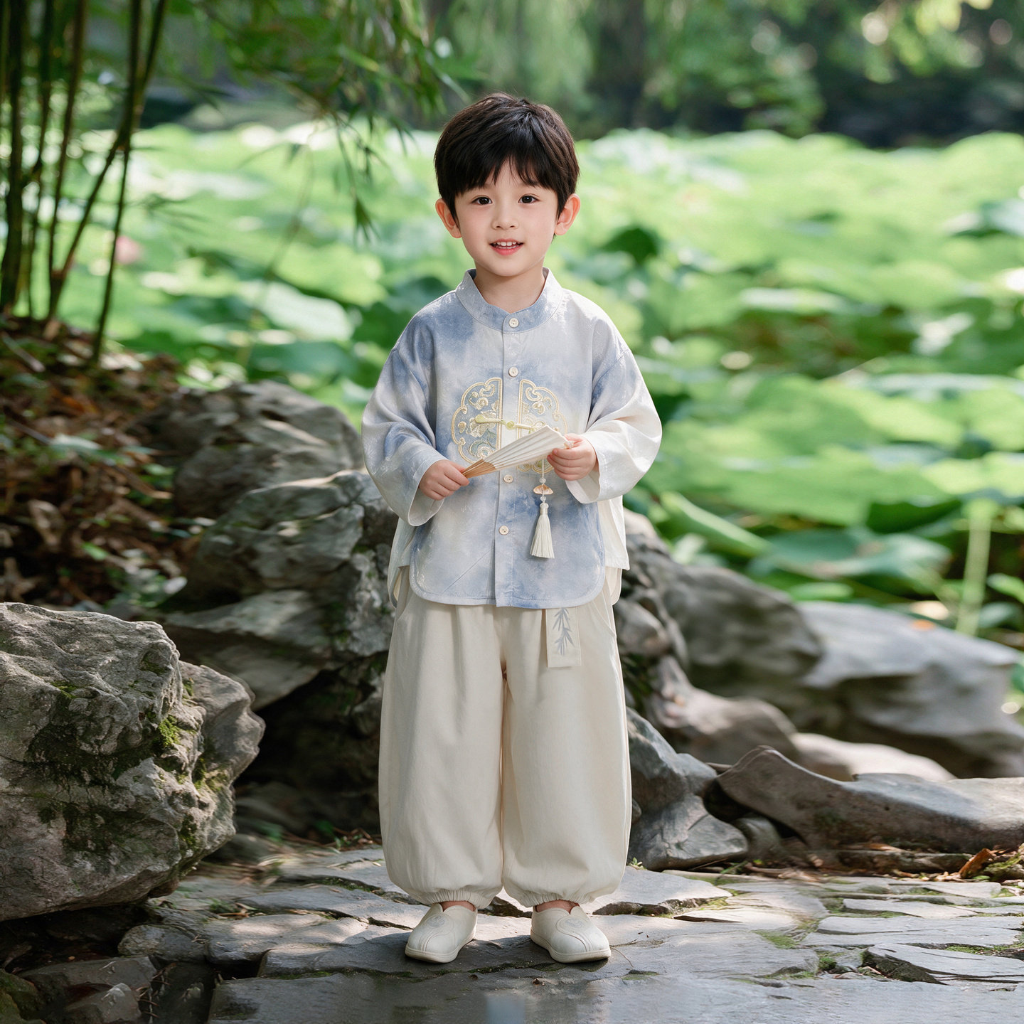 男童汉服秋装新中式套装儿童唐装男宝春秋演出服中国风儿童两件套