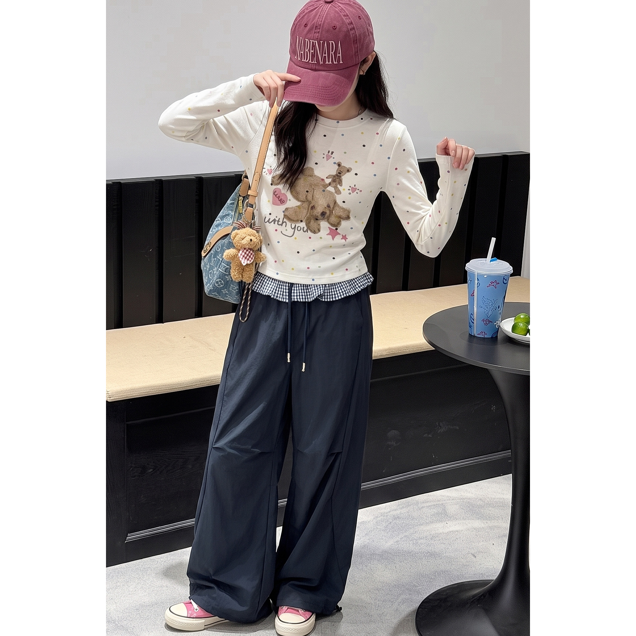 韩系女童秋季长袖套装2026新款初中生女生打底衫巨好看两件套女孩