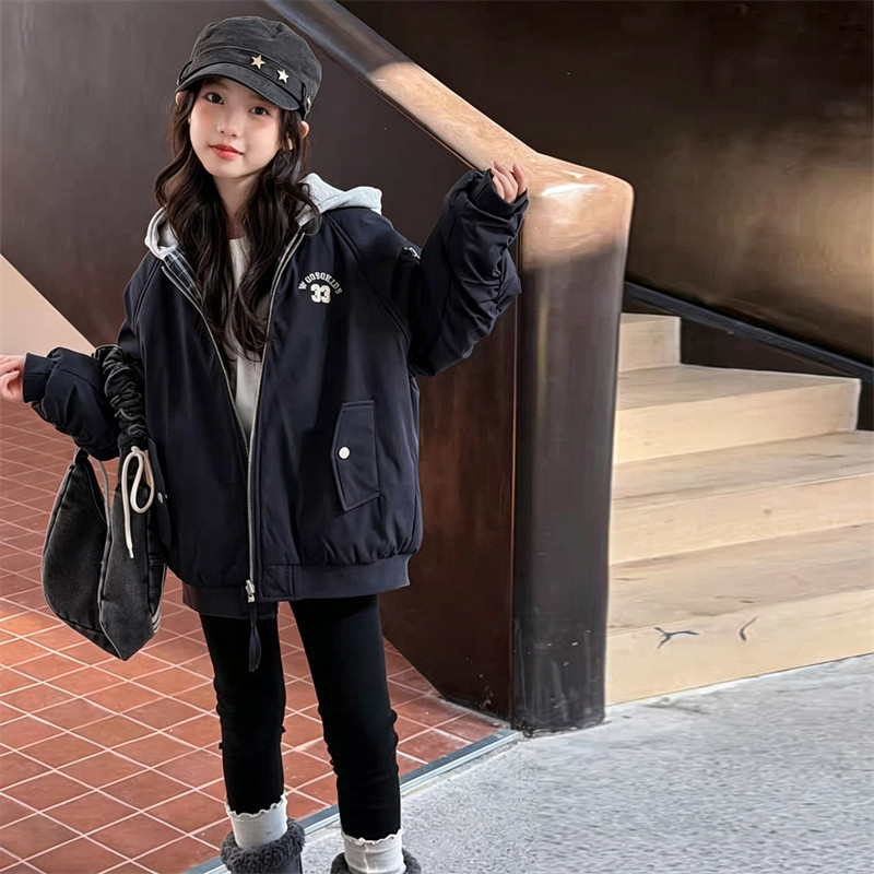 韩系女童夹棉外套2026秋冬新款洋气儿童加厚棉服中大童两面穿棉衣