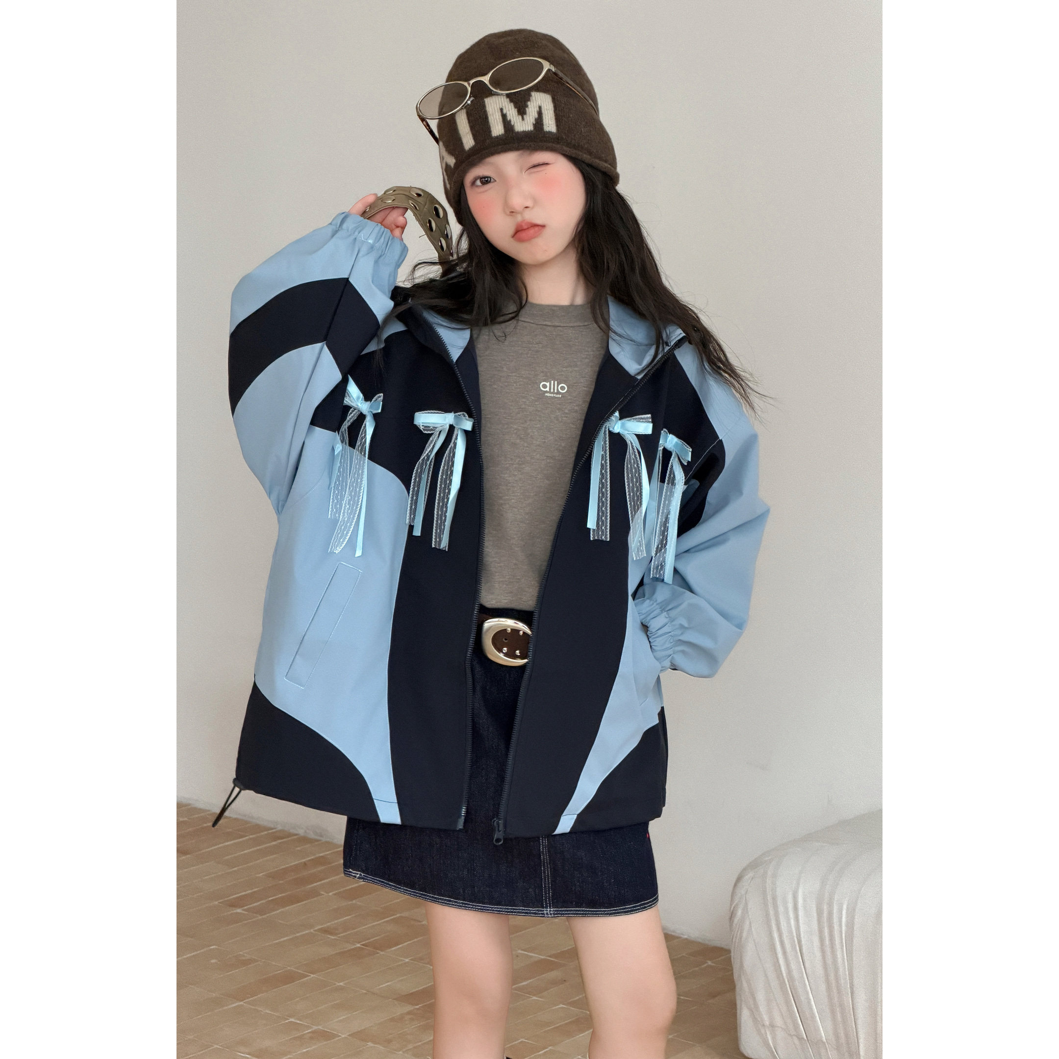 韩系女童连帽冲锋衣2026新款春秋洋气中大童运动休闲儿童秋装外套