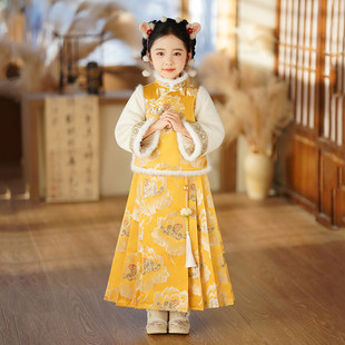 女童马面裙汉服拜年服冬装新款儿童国风唐装古风女孩国学演出古装