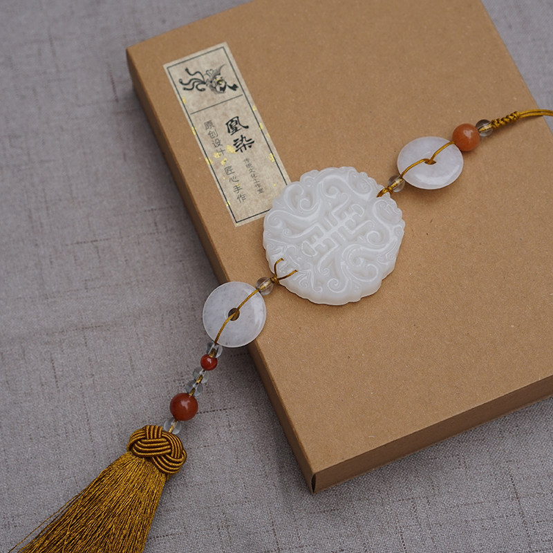 沉浮-汉服马面裙配饰玉佩腰坠白玉禁步简约中式婚礼挂件流苏现货