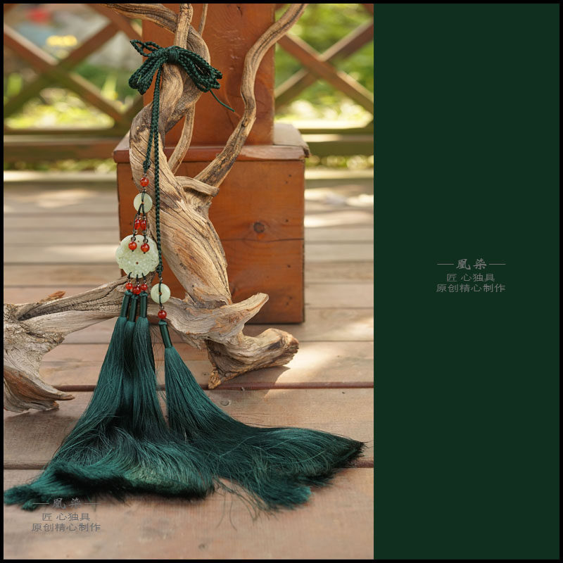 万安-原创汉服配饰宫绦涤道袍圆领袍腰带玉佩坠压裙腰坠穗子丝绦